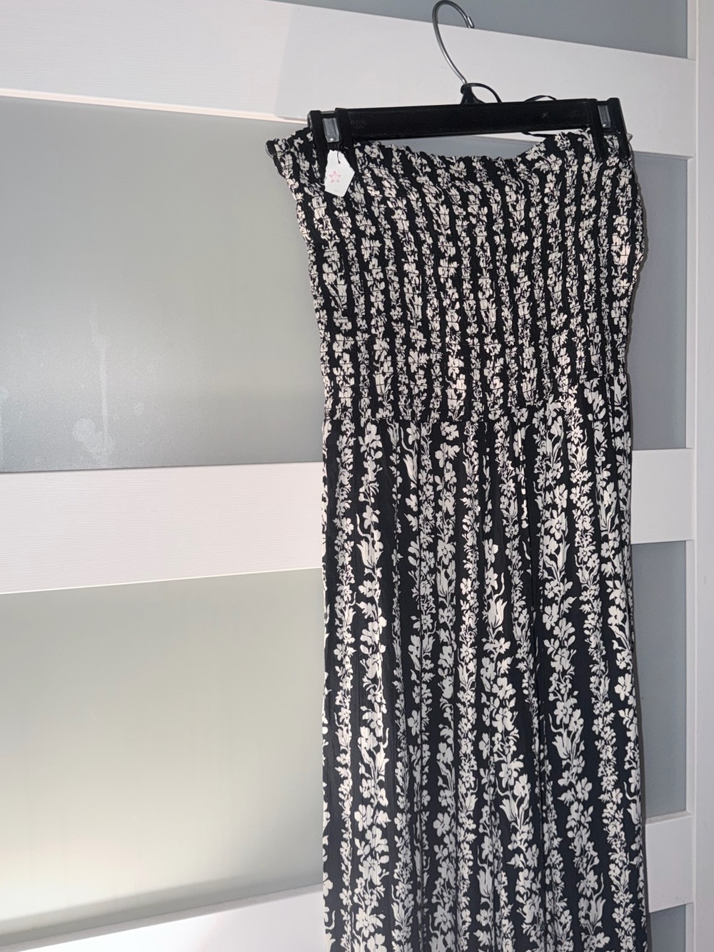 Black & White Floral Smocked Maxi skirt like romper!